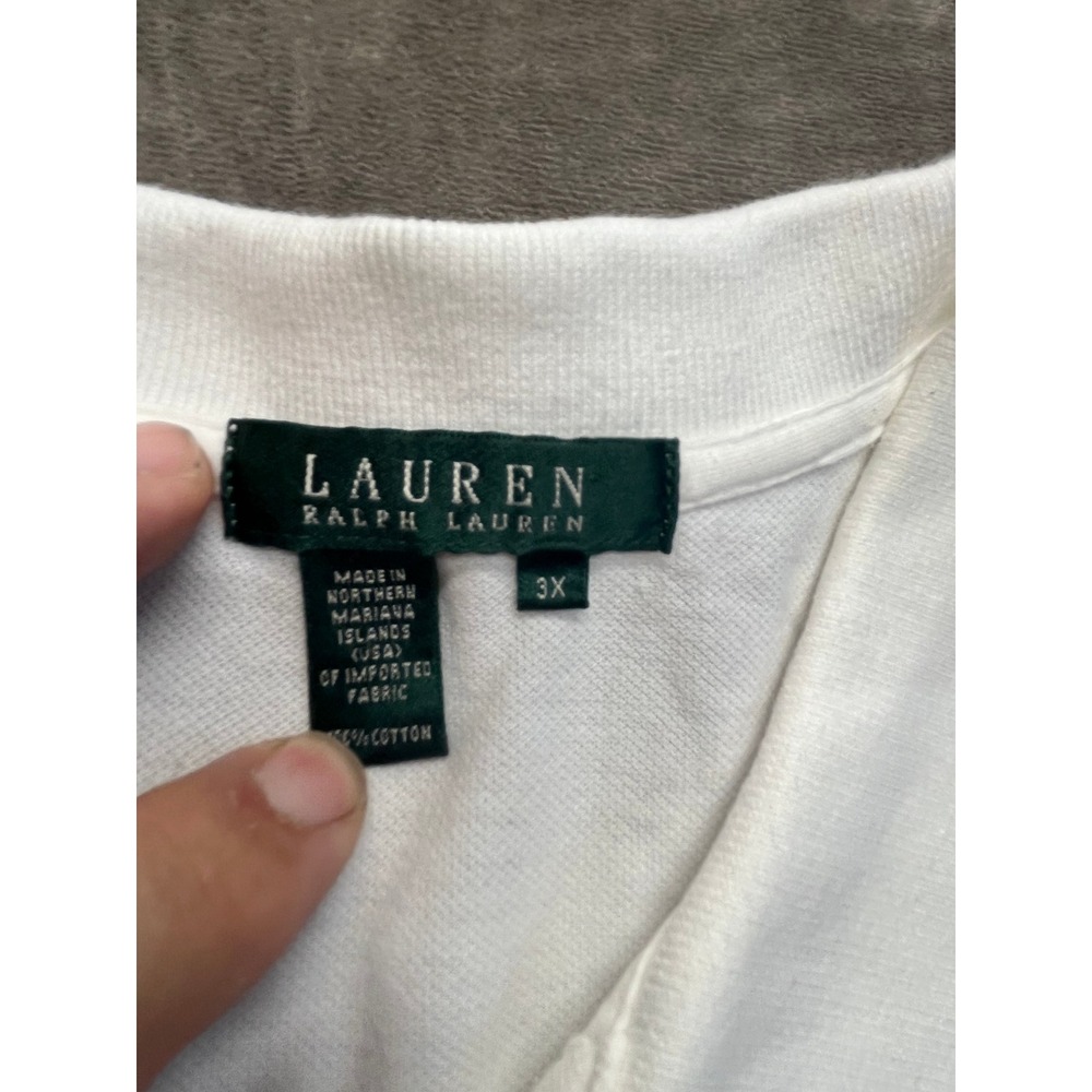 Lauren Ralph Lauren White Cotton Pique Crest Polo Shirt Mens 3X Short Sleeve - Picture 5 of 7
